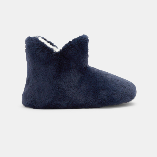 شبشب بوتي مبطن بالفراء باللون الأزرق للأولاد